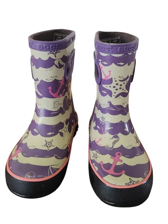 Bogs Skipper At Sea Kids Pink And Purple Rain Boots - Picture 2 of 7